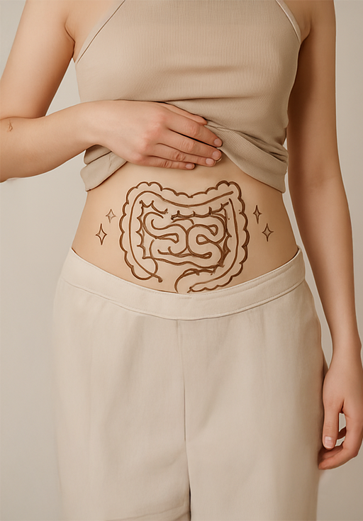 Person with gut illustration